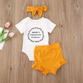 

0-24 Months Baby Girls Summer 3pcs Set Short Sleeve Bodysuit Romper Top Floral Print Shorts Baby Girls Set Newborn Outfits
