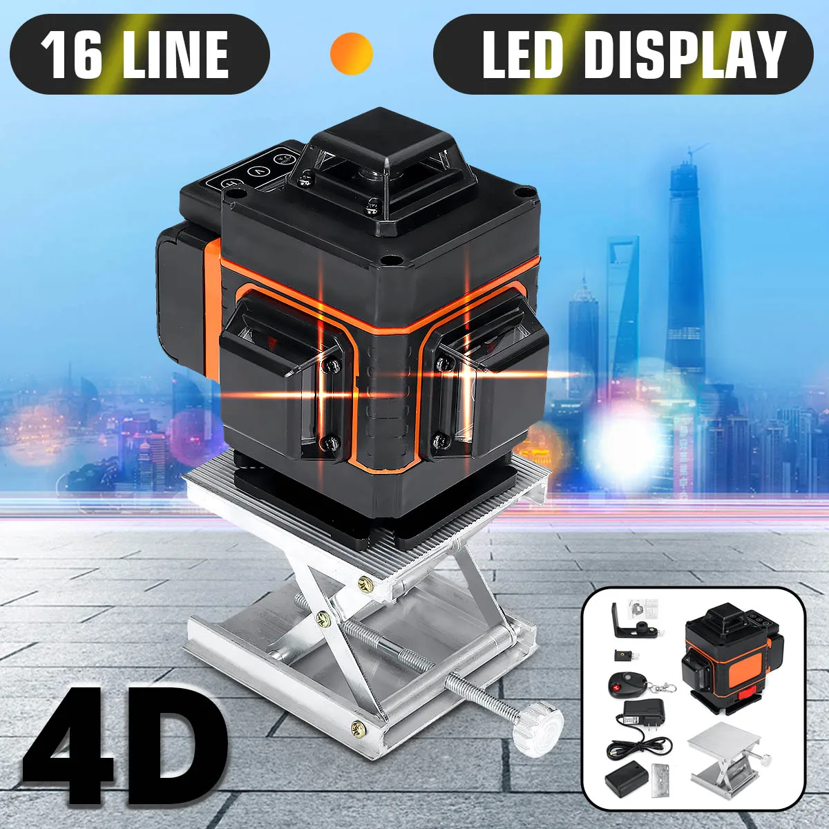 Лазерный уровень 4D с 16 линиями автоматическое самовыравнивание вращение на 360