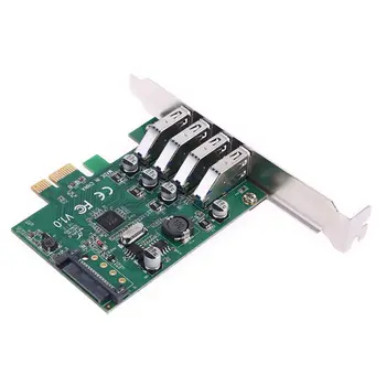 

4 Ports USB 3.0 PCIE Expansion Card PCI Express Sata Power Hub Adapter Controller Board for Desktop PC