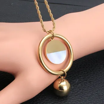 

Long Charm Sweater Gold Color Stainless Steel Jewelry Necklace For Woman 700mm Romantic Chain Necklace Pendant NEIZDEBG
