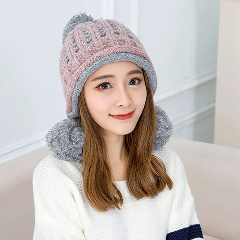 Outdoor Sports Camping Hiking Caps Women Beanies Cap Thick Thermal Knitted Hat Snowboarding Skiing cap