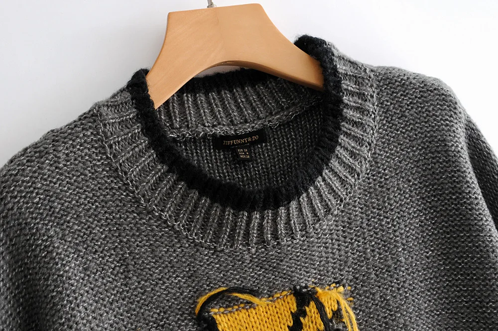 Мода Za chic Snoopy свободный ленивый осенне-зимний свитер джемпер пуловеры для женщин женский зимний базовый джемпер saraing