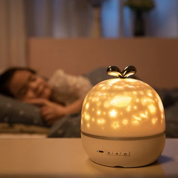 

Night Light Projector with USB Cable Powered Starry Romance Rotating Projection Lamp for Kids Adults Bedroom Dec Christmas Gift