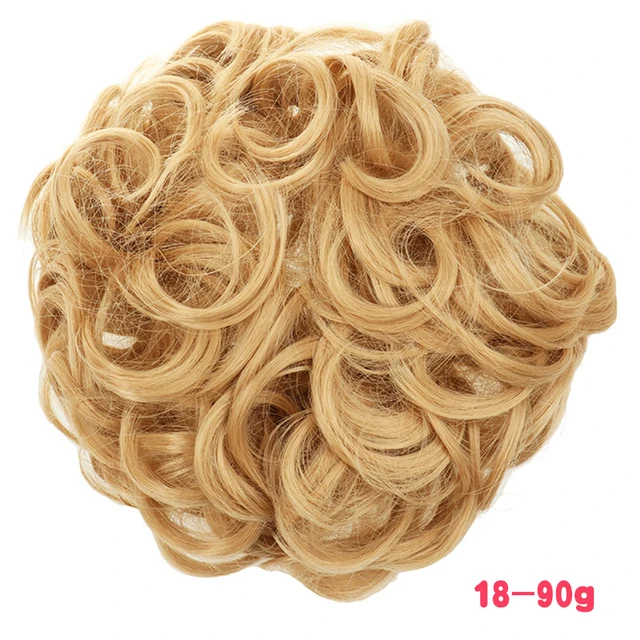 MERISIHAIR Synthetic Girls Curly Scrunchie Chignon With Rubber Band Brown Gray Hair Ring Wrap On Messy Bun Ponytails 90g-18