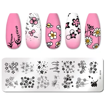 

PICT YOU Flowers Stamping Plate Stainless Steel Nail Picture Stamp Templates Nail Art Design Plate DIY for Nail Printing Tools