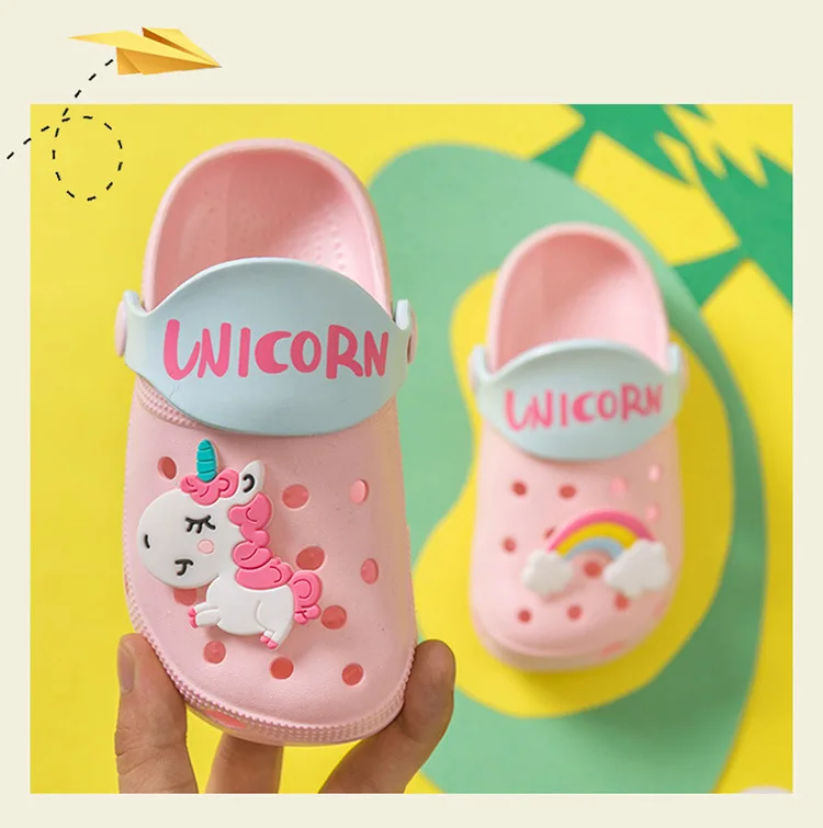 Suihyung Unicorn Kids Cave Shoes Summer Non-slip Boys Girls Two-wears Beach Swimming Slippers Toddler Children Non-slip Sandals