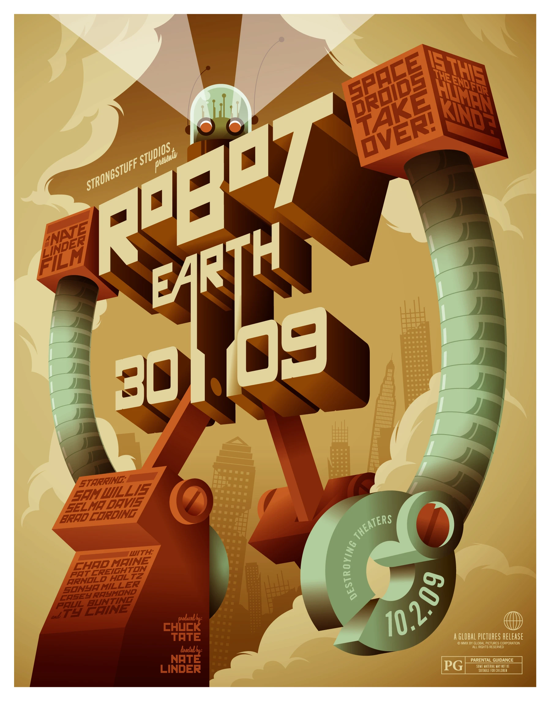 Sci fi плохой робот мультфильм фильм Винтаж Плакат в стиле ретро из крафт бумаги