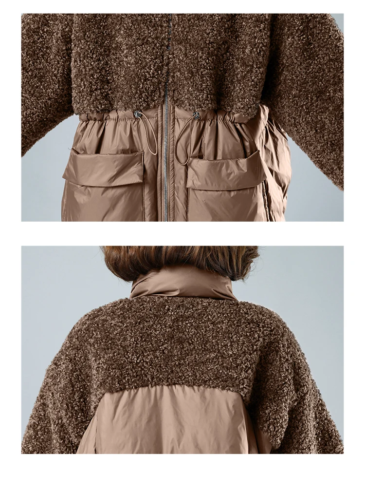 costura cordeiro casaco de lã grosso quente