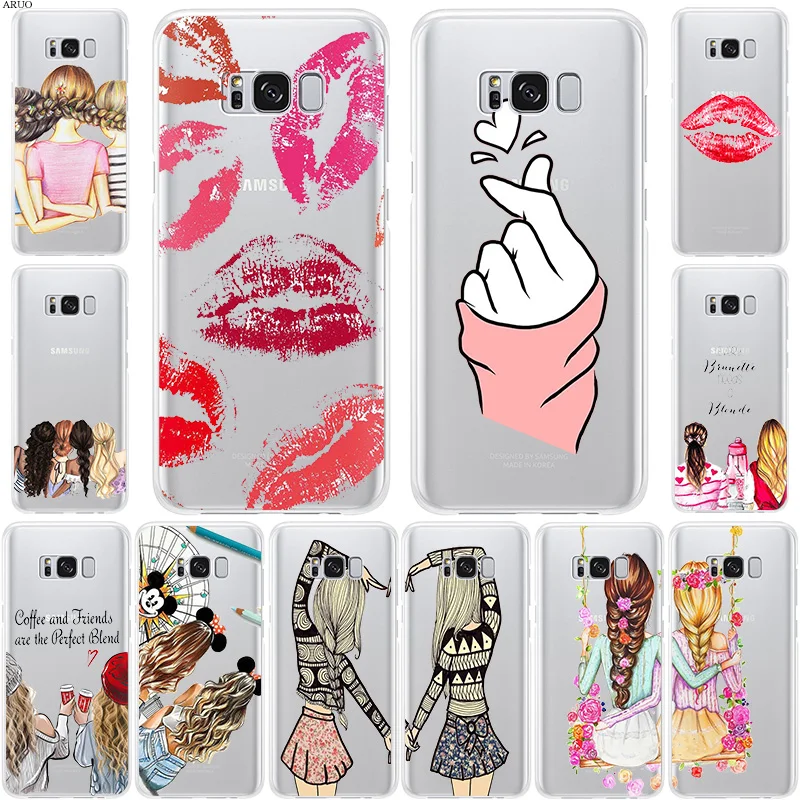 

Soft TPU phone case for Samsung Galaxy S105G S10 S9plus S10lite Note10 9 Pro Best Friend Kiss Fashion girl Silicone cases for S8