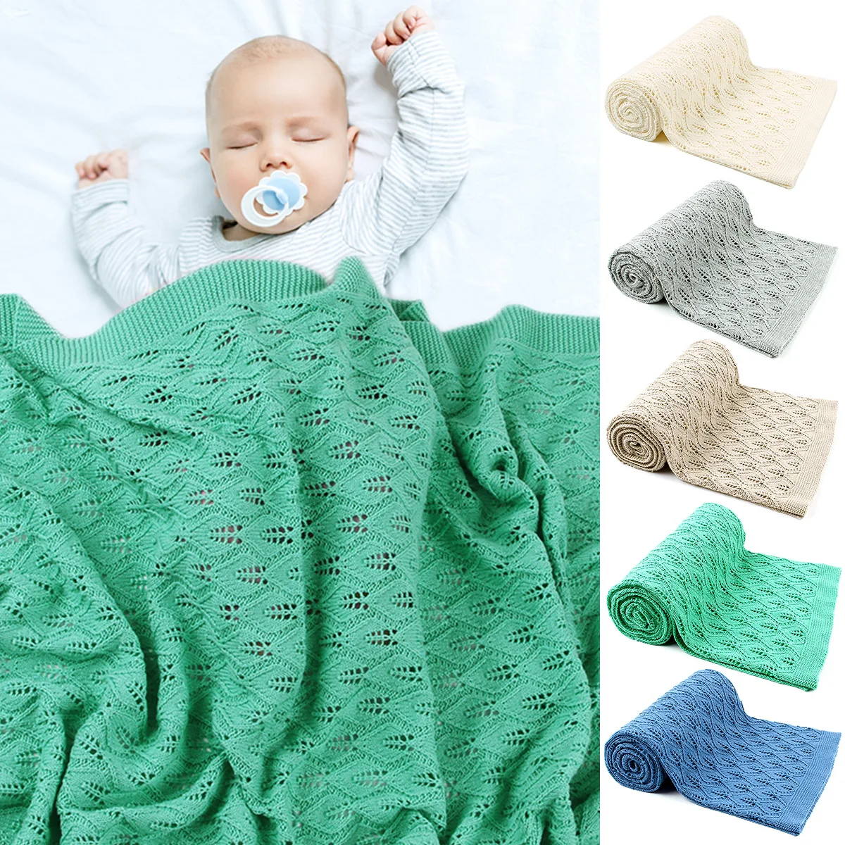 

Knitted Baby Blankets Newborn Muslin Swaddle Organic Cotton Children's Bed Blankets Soft Bedding Baby Swaddle Newborns Blanket