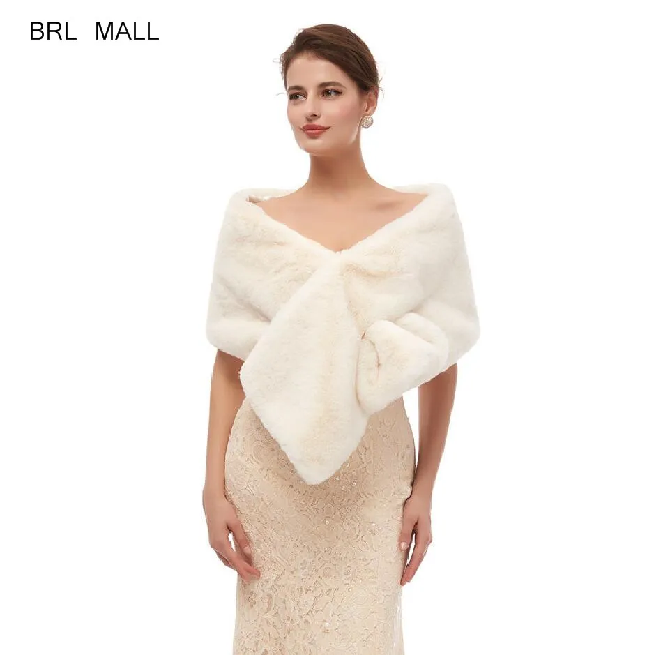 BRL MALL 155*45 см размера плюс женская меховая Наплечная накидка Свадебные Шали накидка из искусственного меха свадебное пальто Шраг Boleros PJ19201