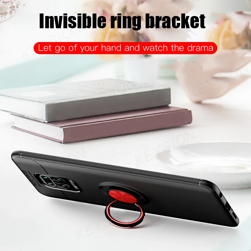 KEYSION Shockproof Case For Xiaomi Redmi Note 9s 9 Pro Soft Matte Silicone Metal Ring Back Phone Cover for Redmi Note 9 Pro Max KEYSION Shockproof Case For Xiaomi Redmi Note 9s 9 Pro Soft Matte Silicone Metal Ring Back Phone Cover for Redmi Note 9 Pro Max