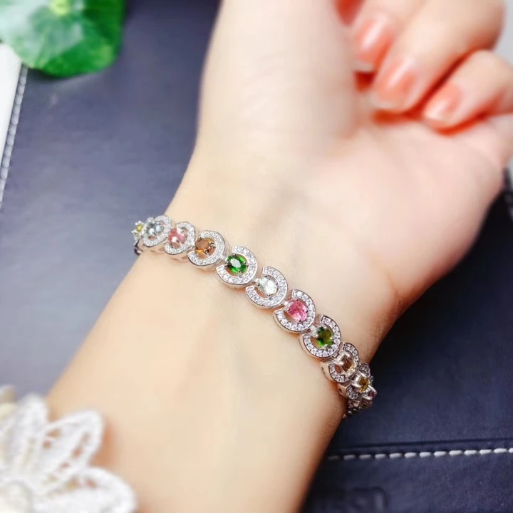 Party Required Candy Color Natural Tourmaline Gemstone Bracelet For