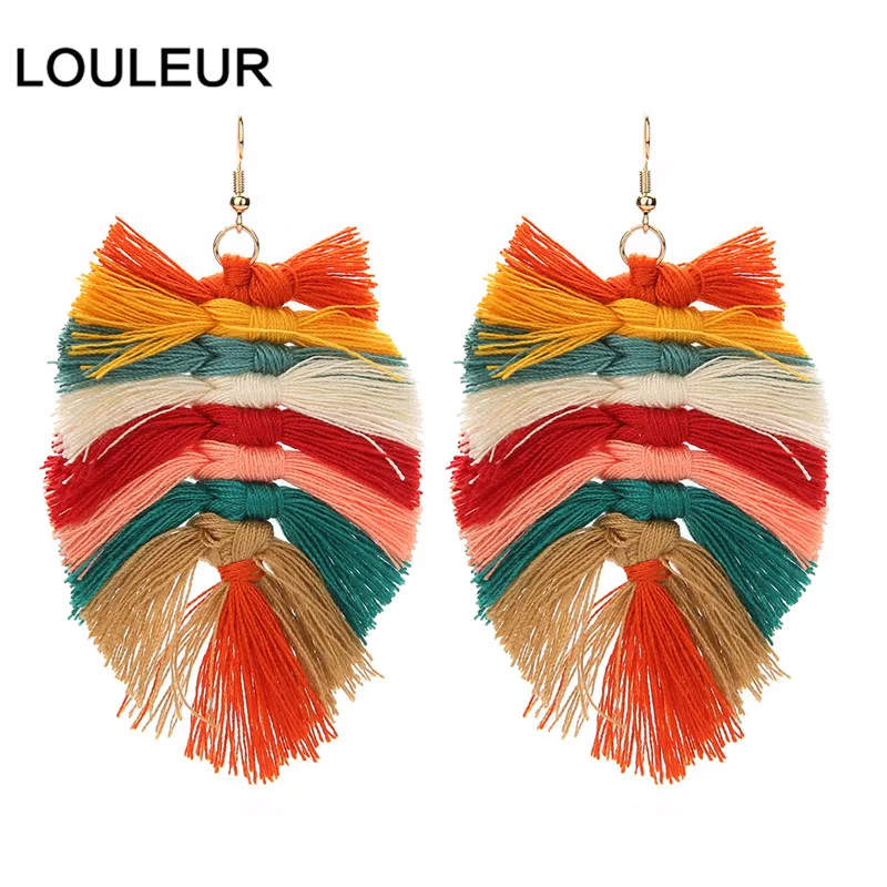 Bohemian Style Leaf Shape Tassel Earrings For Women Fashion Fishbone - Image 2
