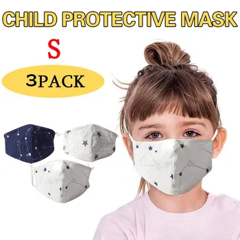 

3pc Mascarillas Child 3pc Reusable Maska Kids Facemask Dustproof Pm2.5 Windproof Foggy Haze Face Cover Maske Washable Маска