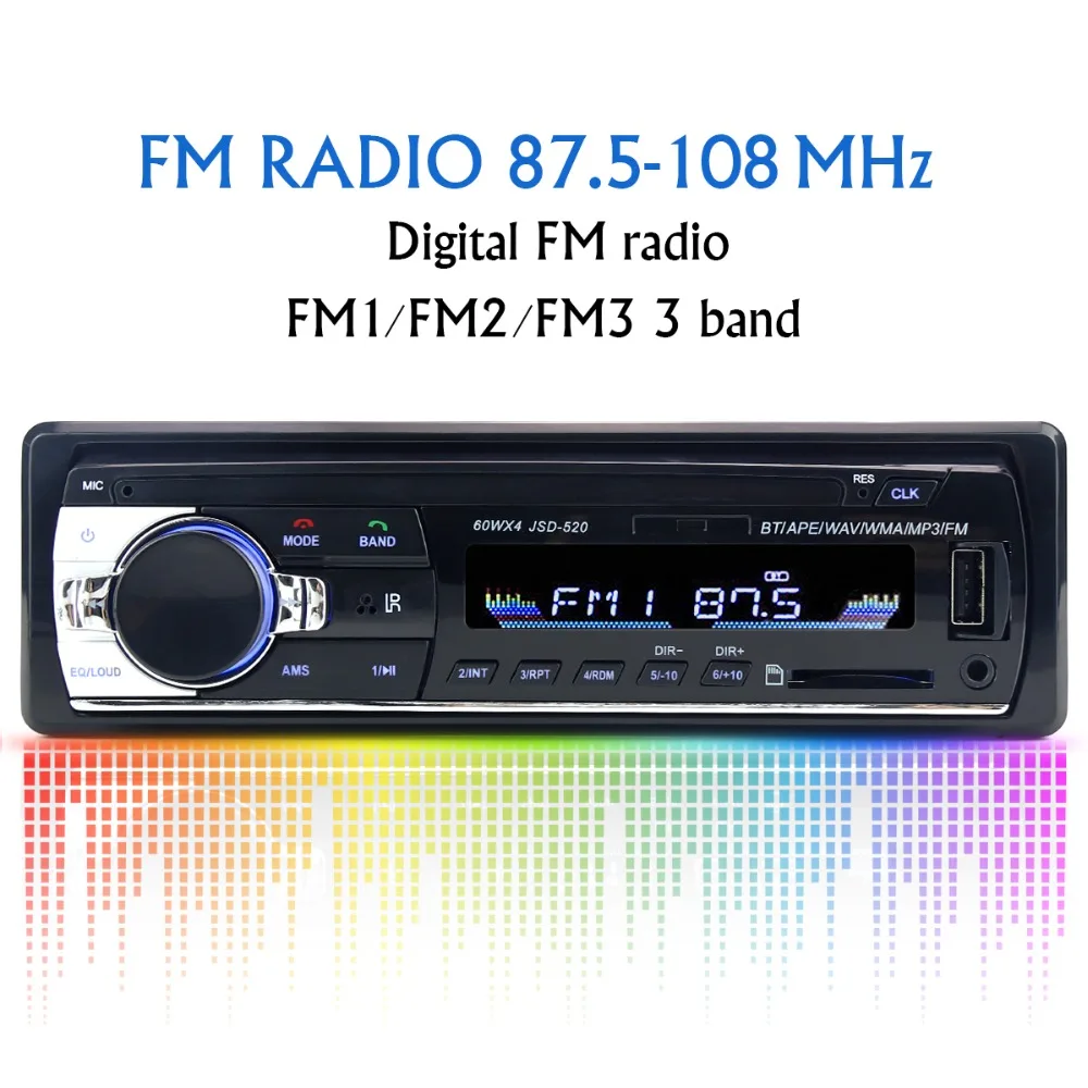 Автомагнитола 12 в Bluetooth V2.0 JSD-520 стерео In-dash 1 Din FM Aux вход приемник SD USB MP3 MMC WMA Автомагнитола