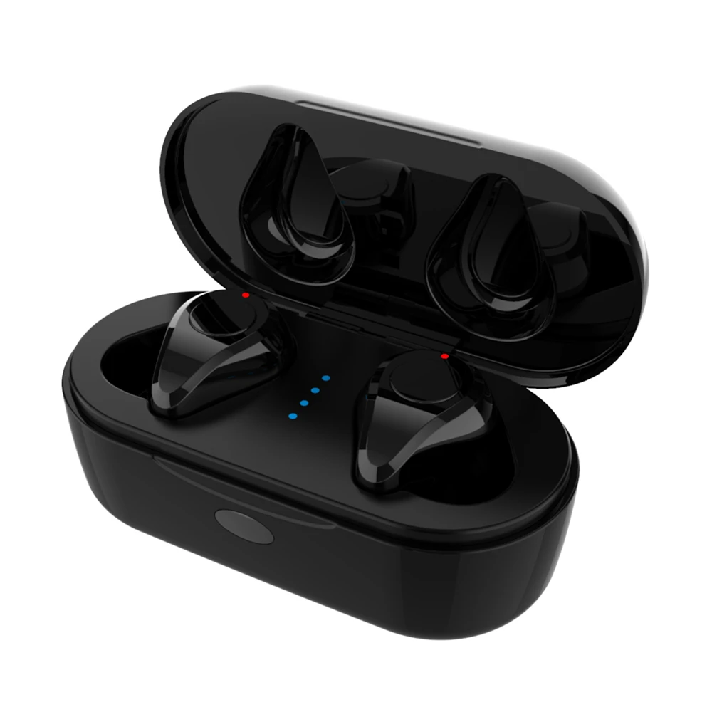 NFUNGYK TWS 5,0 Беспроводная Bluetooth Спортивная гарнитура бас для Iphone Xiaomi с микрофоном - Цвет: Black