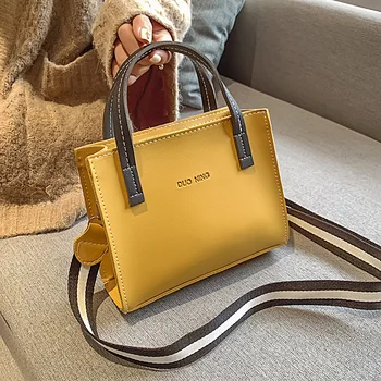 

2020 new ladies hit color shoulder bag PU leather student casual handbag shoulder slung simple bag