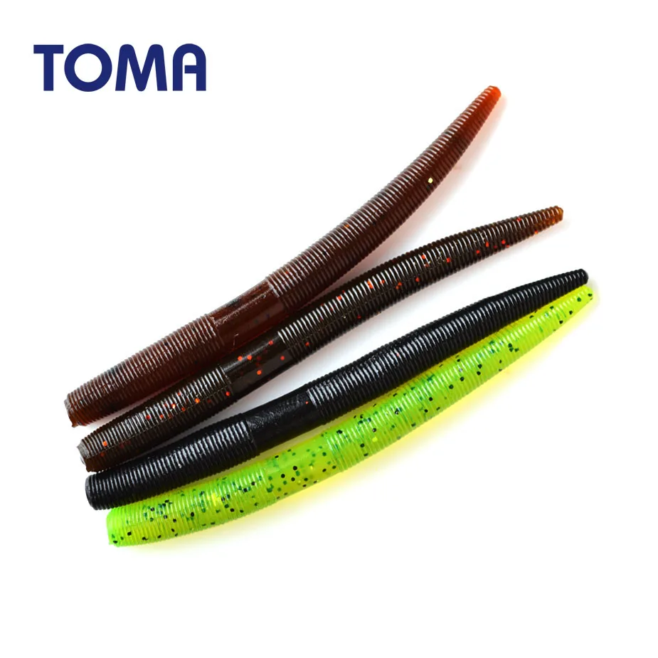 

TOMA 10pcs/lot Earthworm Soft Baits Artificial Lures Fishing Worm Silicone 110mm Bass Pike Swimbait Jigging Fishing Tackle