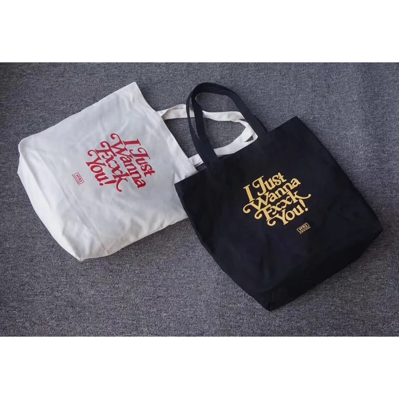 FR2 письмо высокой плотности рюкзак из холщовой ткани с принтом FR2 я хочу, чтобы вы упаковали FR2 повседневная черная белая сумка для покупок