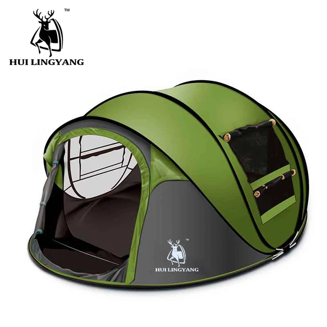 HUILINGYANG camping tent Large space3-4persons automatic speed open throwing pop up windproof camping family tent 1