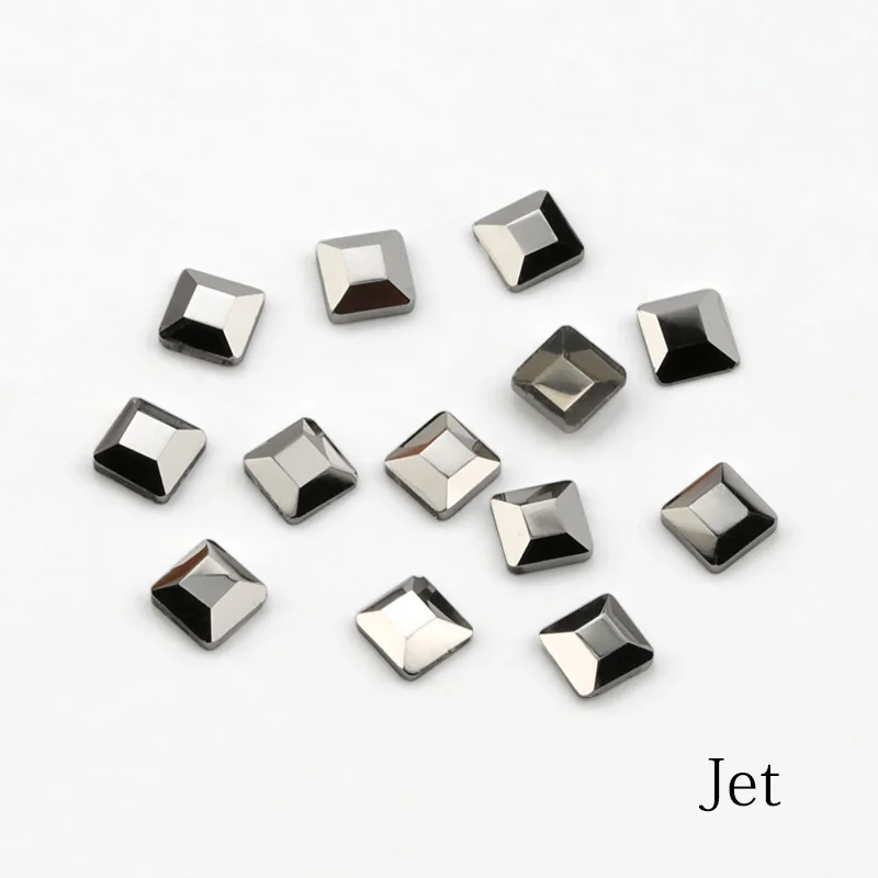 Jet 20 шт красочные квадратные 4 мм 3D Стразы для дизайна ногтей для DIY стеклянные маникюрные камешки для дизайна ногтей украшения - Цвет: Jet