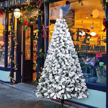 

7ft pvc flocking Christmas tree 1300 branches automatic tree 2021 Christmas NEY Years Fast delivery 7-13DAys