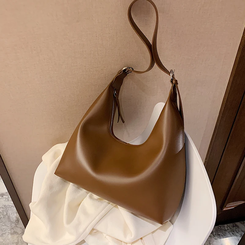 с доставкой PU Leather Half Moon Bags Women 2021 Small Shoulder Simple Bag Lady Fashion Handbags Luxury Branded Crossbody Bag