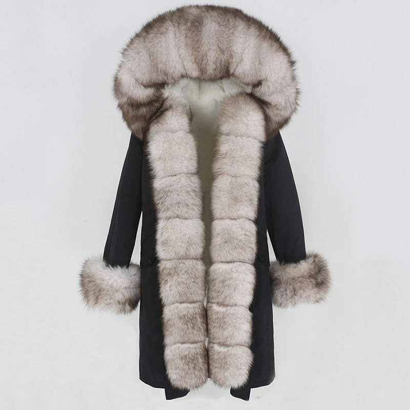 OFTBUY X-long Parka Waterproof Outerwear Real Fur Coat Winter Jacket Women Natural Fox Fur Hood Luxury Outerwear Detachable New