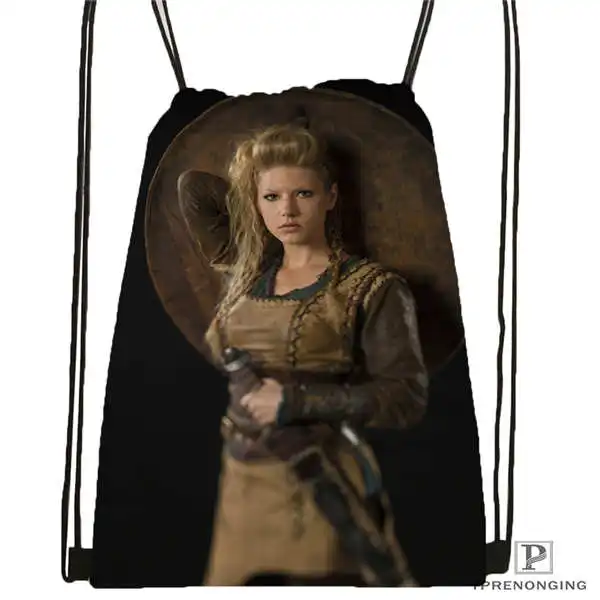 Drawstring Backpack Пользовательские VIKINGS_action_drama_ походная сумка на шнурке милый рюкзак для детей(черная спинка) 31x40 см#20180611-02-92 - Цвет: Drawstring Backpack