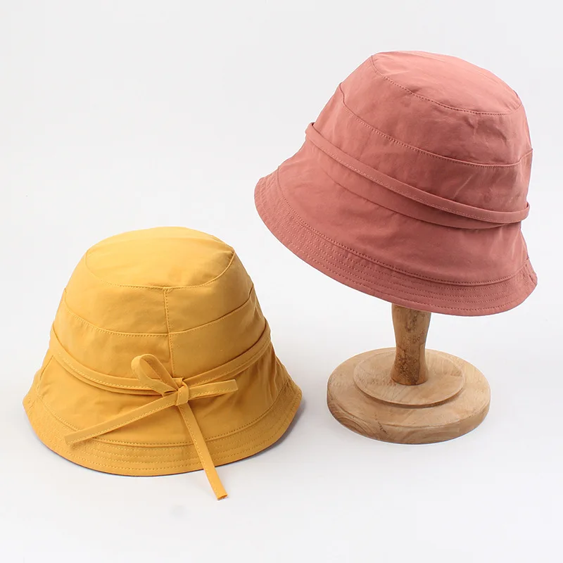 

Elifashion Hat Female Summer Line Small Edge Basin Hat LiteraryLeisure Bow Wild Korean Version Sun Hat Solid Color Fisherman Hat