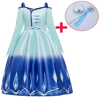 

2020 Summer Snow Queen Dress Girl Pattern Shoulderless Kids Dresses For Girls Children Birthday Party Princess Cosplay Dress