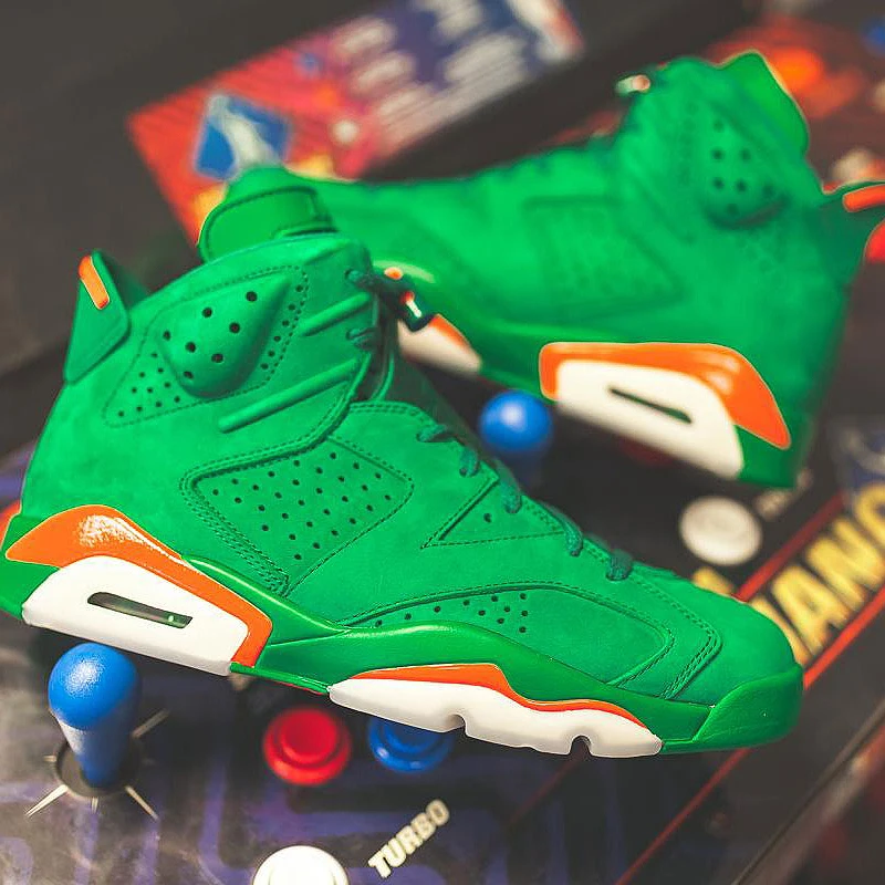 Air Jordan 6 Gatorade AJ6 зеленая замша Мужская баскетбольная обувь уличные кроссовки спортивная Дизайнерская обувь новая прогулочная обувь