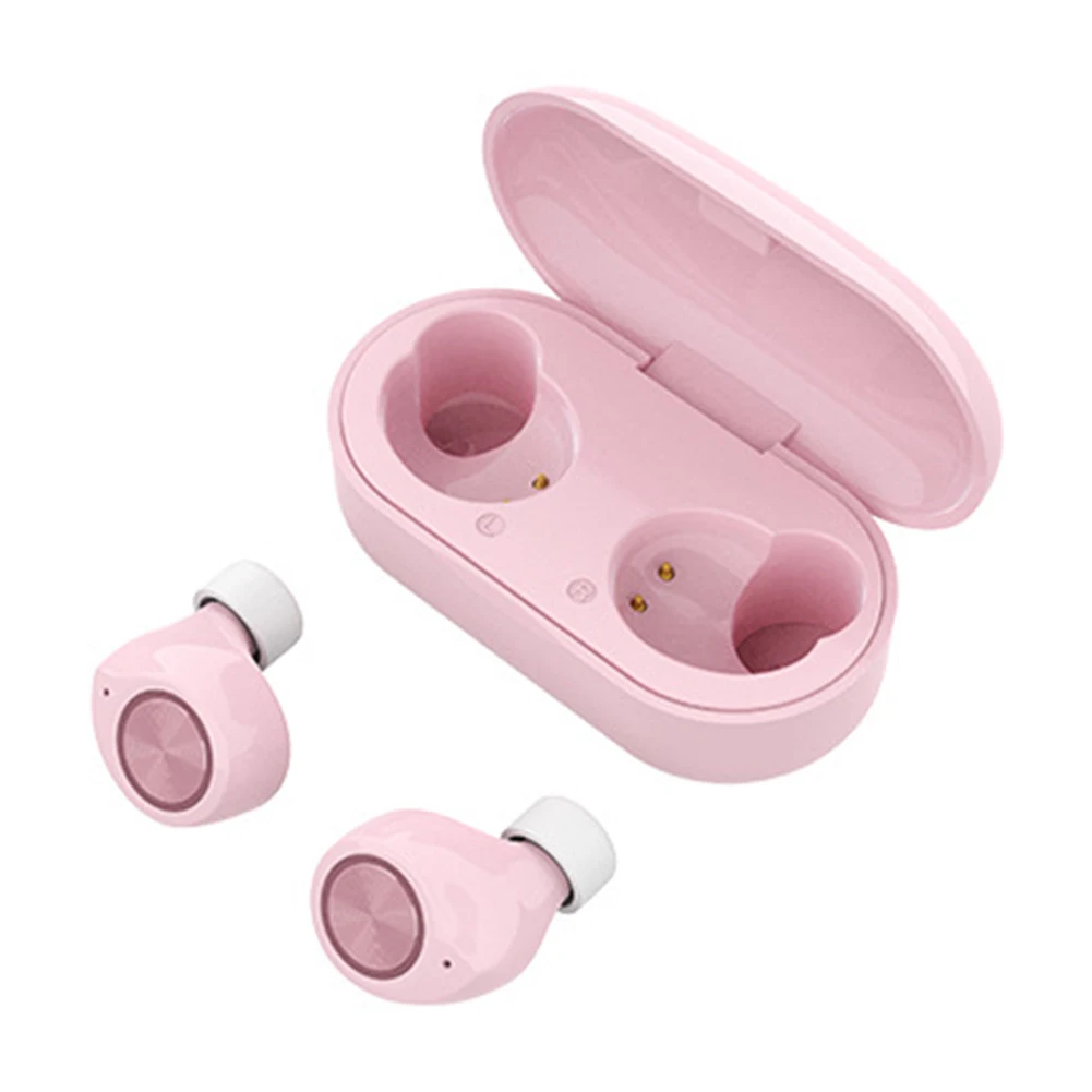TW60 портативные мини Bluetooth 5,0 беспроводные наушники-вкладыши спортивные Hi-Fi стерео музыкальные наушники с двойным микрофоном - Цвет: Розовый