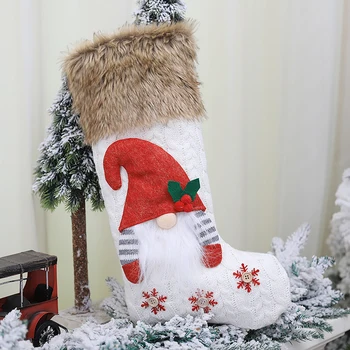

Gift Christmas Stocking Reusable Artificial wool 1pcs Festival Santa Man