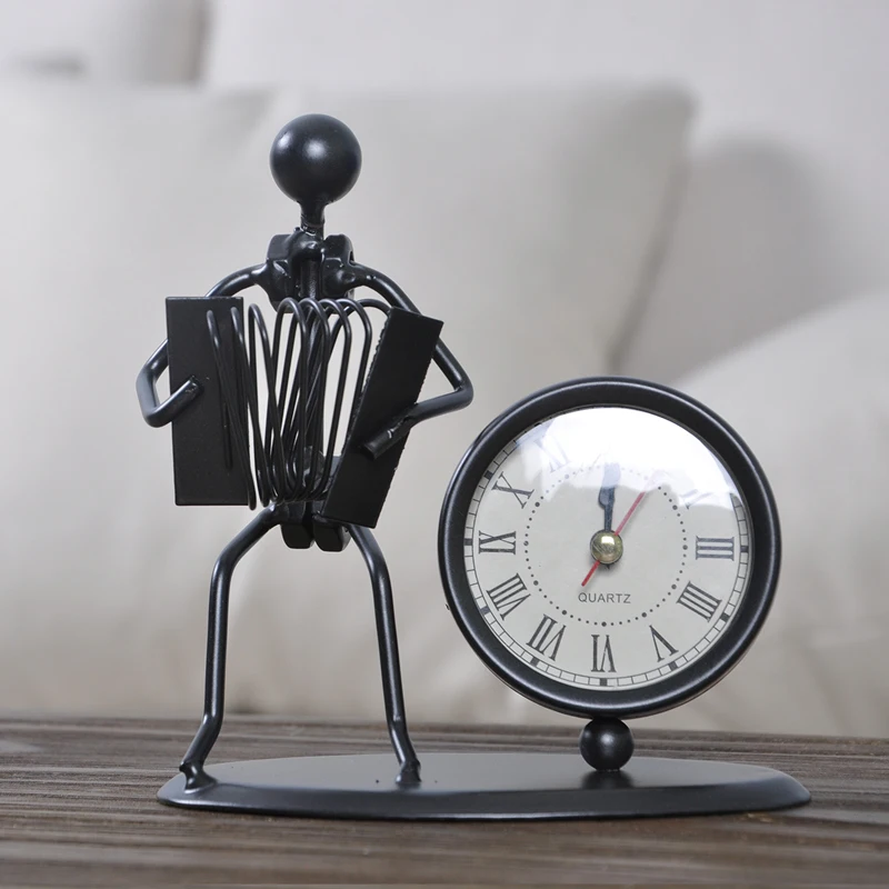 Nordic ins metal clock classical literature and art modern creative living room dormitory desktop funny decorative ornaments