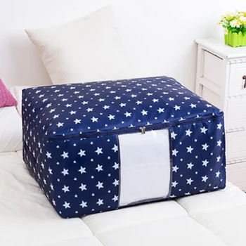 

1PC Storage Bag For Clothes Blanket Portable Non-woven Folding Clothes Pillow Quilt Blanket Storage Box Organizer