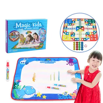 

Dual Side Magic Doodle Water Drawing Mat with Flying Chess Pad Games Educational Toys Hot Sales