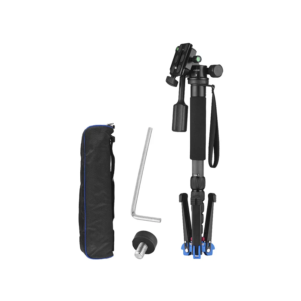Andoer Portable Aluminum 6-Section Monopod with 3 Way Camera Video Damping Head Unipod Holder for Canon Nikon Sony DSLR Camera