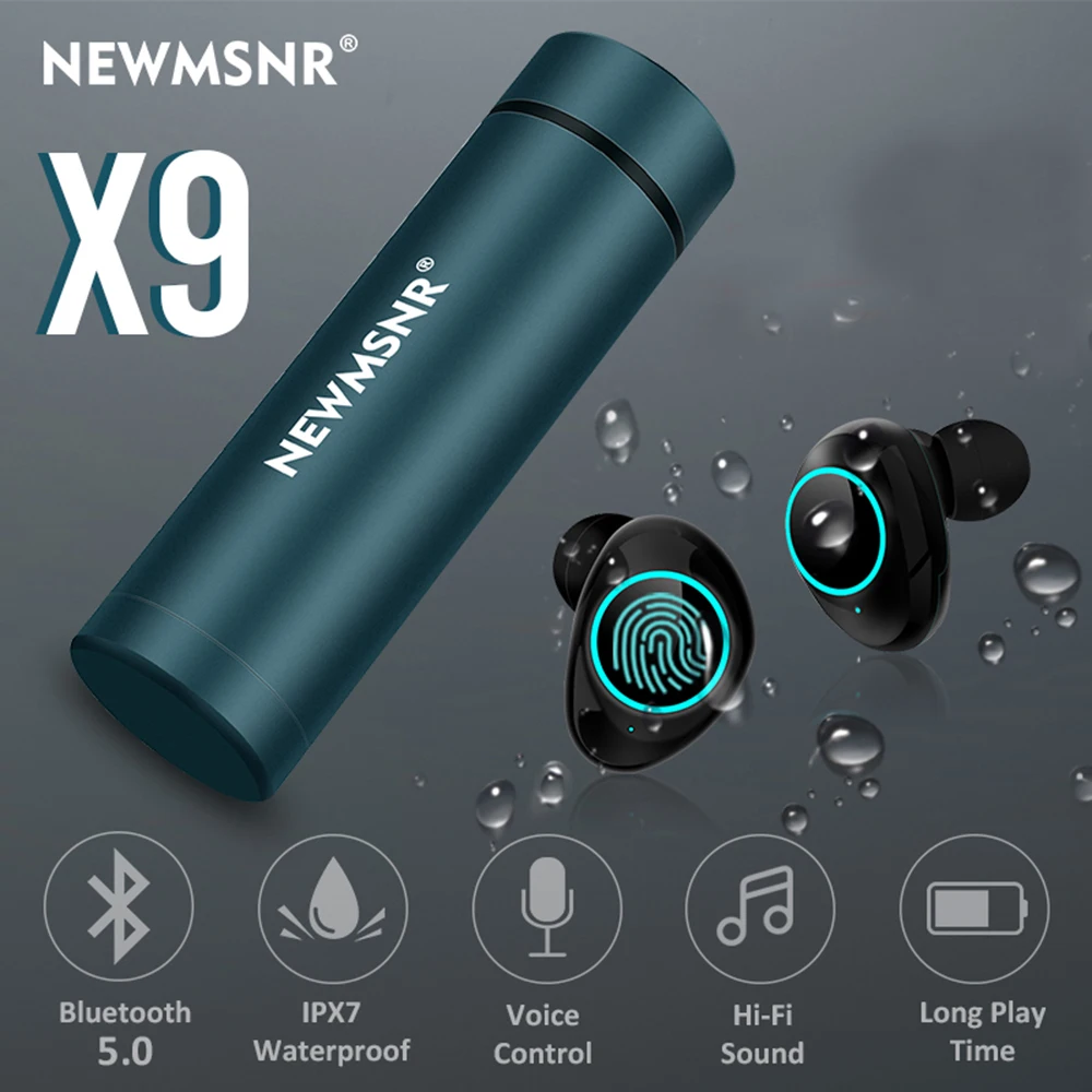

Newmsnr X9 TWS HD Stereo earphones wireless headphones, bluetooth 5.0 IPX7 waterproof Instock Noise Reduction Voice Control