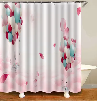 

Romantic Shower Curtain Creative Waterproof Anti-Fog 3D Digital Printing Polyester Shower Curtain