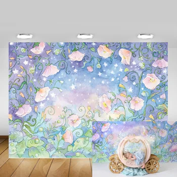 

Newborn Children Floral Portrait Background Photo Studio Night Starry Sky Morning Glory Background Twinkle Stars Birthday Props