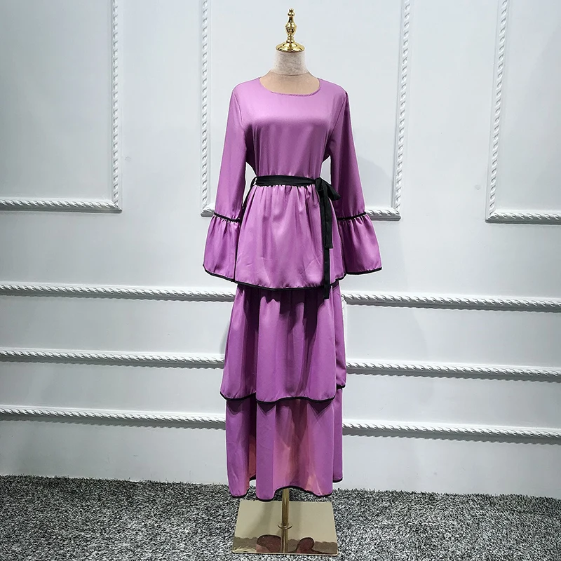 purple dress Абайя Турция мусульманский хиджаб платье Кафтан Марокко Tesettur Elbise халат Musulmane Longue Vestidos арабское женское платье - Цвет: purple dress