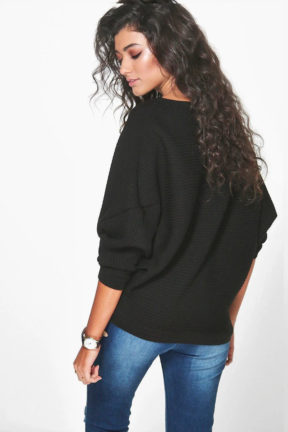 

Women Sweater Batwing Sleeve Knitted Pullover Loose Sweater Jumper Tops Knitted Winter Solid New Warm Soft Knitwear