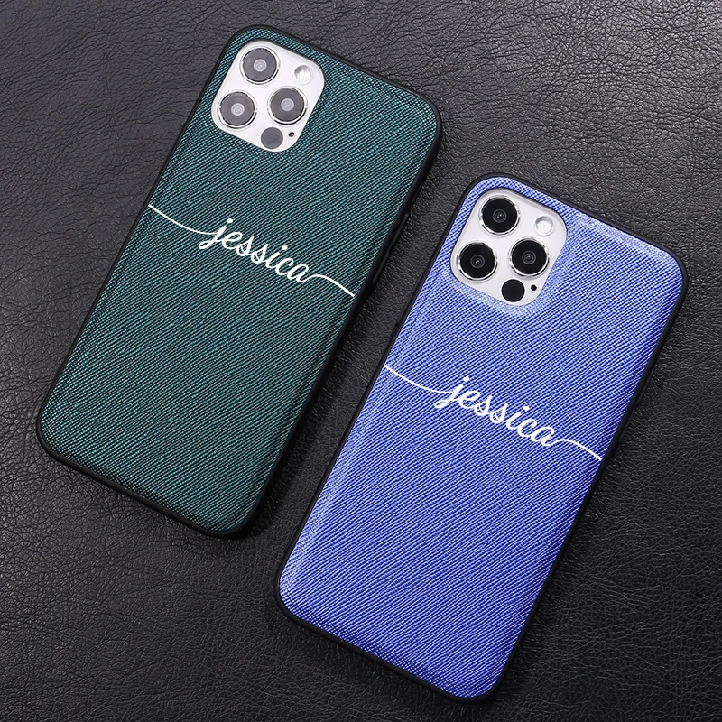 Personalized Custom Name Saffiano Smooth Touch PU Leather Phone Cases For iPhone 12 11 Pro X XS Max XR 7Plus 8Plus 6S Funda | Мобильные