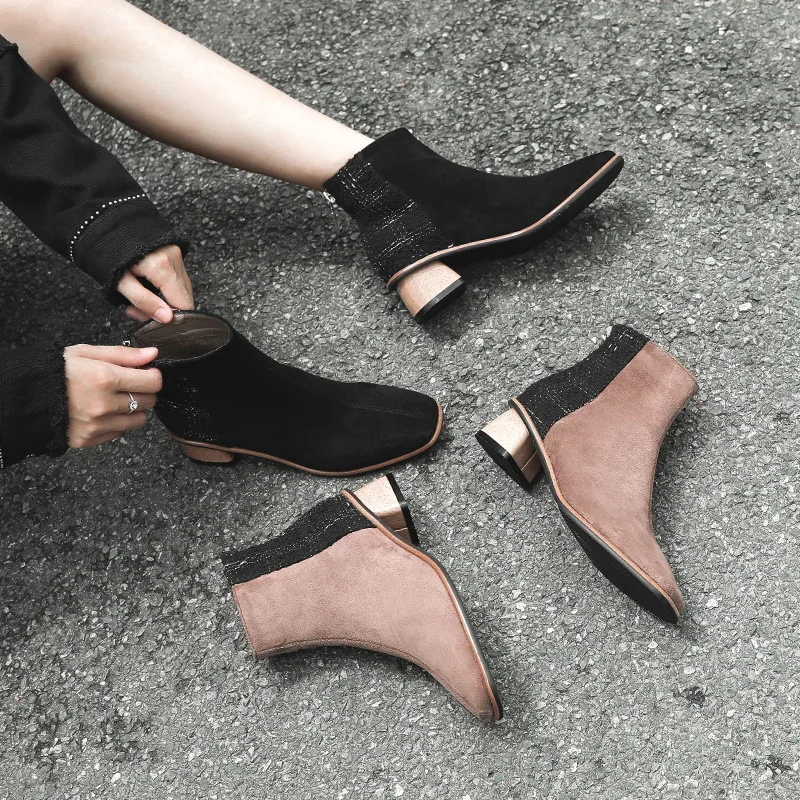 

Back Zip Med Heel Boots Mid-Calf Booties Women Women's Rubber Shoes Rain Boots-women Zipper Luxury Designer Winter Footwear Low