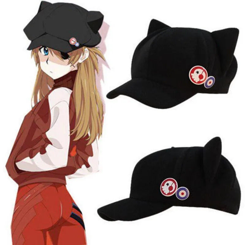 Аниме Neon Genesis Evangelion Ева АСУКА Langley Soryu шапочка с кошачьими ушками косплей костюм флис плюшевая шапка с значками