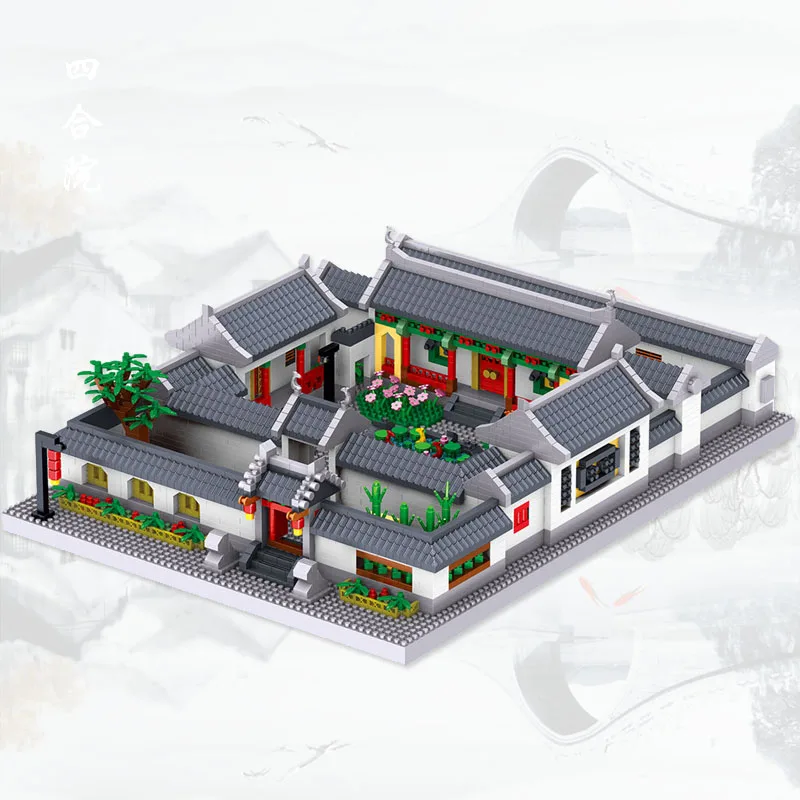 

5018pcs+ Chinese Style SuZhou Courtyard Dwellings Building Blocks Architecture Diamond Micro Bricks Toys For Christmas Gift 8055