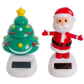 

2X Solar Christmas Toys Dancing Figurines Christmas Tree & Santa Claus for Home Car Window Decoration Kids Solar Toys