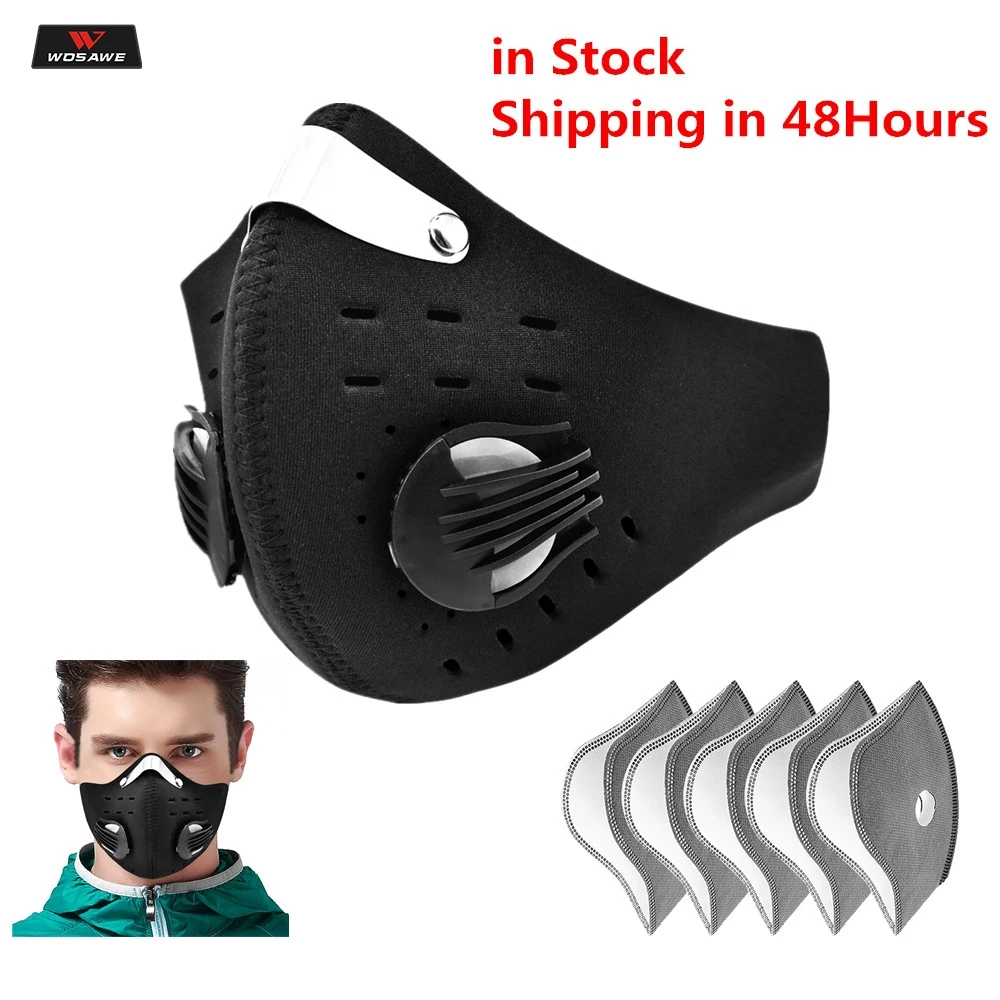WOSAWE Protective Mask PM2.5 Anti-Pollution Filter Dust With Bicycle MTB Breathable Face shield | Автомобили и мотоциклы